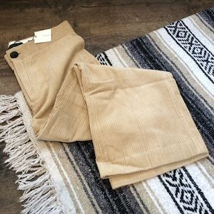 Zara Tan High Waist, Wide Leg, Ankle Pants